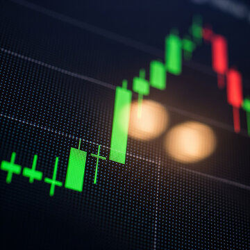 Extreme Macro of a Green Candlestick on a Bloomberg Terminal