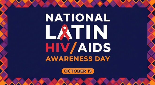 National latin hiv aids awareness day october 3rd observance with red ribbon symbol