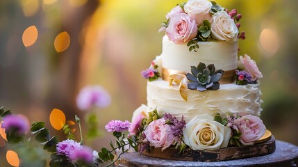Elegant Wedding and Celebration Cakes in Beautiful Outdoor and Indoor Settings