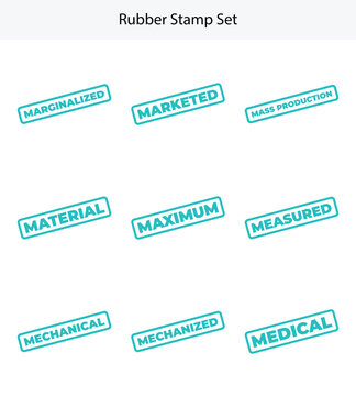 Rubber Stamp Set with Marginalized Marketed Mass Production and Other Words