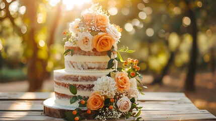 Elegant Wedding and Celebration Cakes in Beautiful Outdoor and Indoor Settings