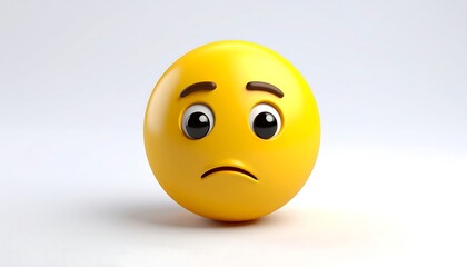 Fototapeta premium Sad Emoji Character 3D rendering on white background with conveying emotion.