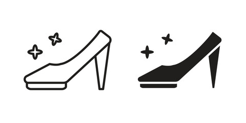 Cinderella shoe icons simple vector set. logo sign symbol set