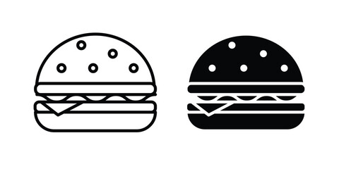 Cheese burger icons simple vector set. logo sign symbol set