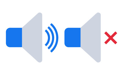 Speaker Icon Set — Sound On and Mute Symbols for Audio UI, Media Controls, and Sensory Feedback Design