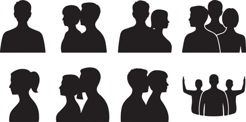 Silhouette People Icons Set Collection