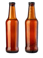 Brown beer bottles showing wet condensation and refreshment