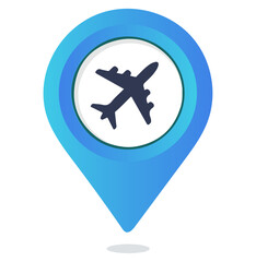Airplane Map Pin Icon &mdash; Travel Location Marker for Airport UI, Flight Apps, and Aviation-Based Navigation Design