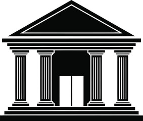 Classic building icon with columns and pediment