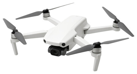White Compact Drone with Camera and Rotors on White Background quadcopter aerial isolated on a transparent background