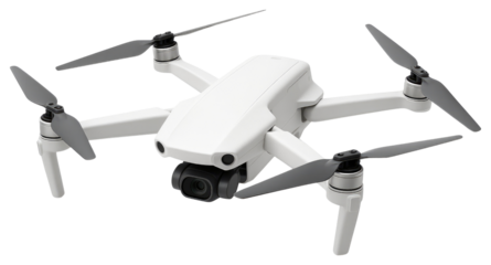 White Compact Drone with Camera and Rotors on White Background quadcopter aerial isolated on a transparent background