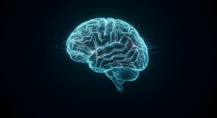 human brain scan, 3d rendered illustration of human brain, Artificial Intelligence Glowing Digital Brain Concept, human brain scan,