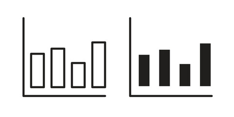 Bar diagram icons simple vector set. logo sign symbol set