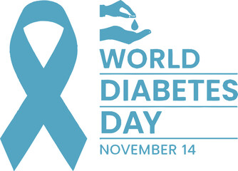 World Diabetes Day awareness ribbon with symbolic drop into hand illustration