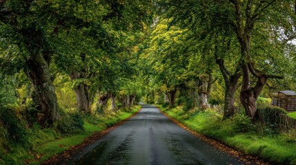 Obraz premium Trees lined roadway