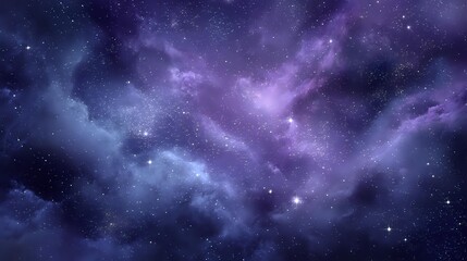 Fototapeta premium Galaxy nebula clouds and stardust overlays in rich purples and midnight blues