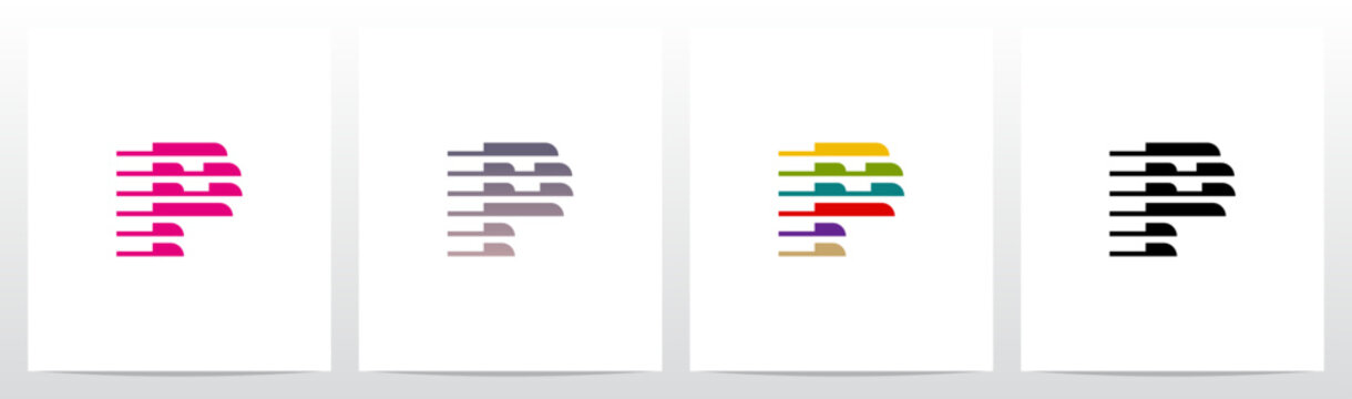 Horizontal Lines Window Blinds Letter Initial Logo Design P