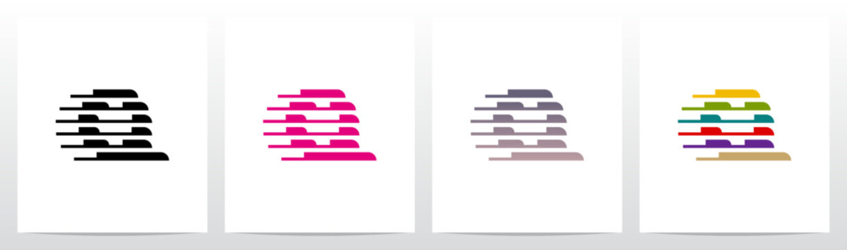 Horizontal Lines Window Blinds Letter Initial Logo Design Q