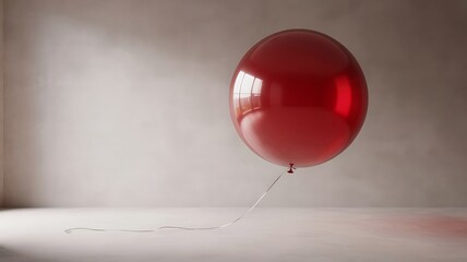 A Single Red Balloon Floats in an Empty Room