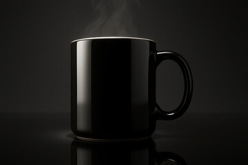 Glossy Ceramic Mug Mockup on Mirror Surface – Reflected Halo Tilt Angle
