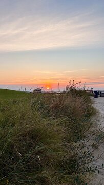 sunset on the beach of hooksiel in Wangerland, Germany