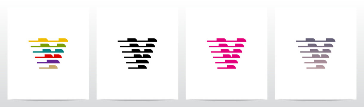 Horizontal Lines Window Blinds Letter Initial Logo Design V