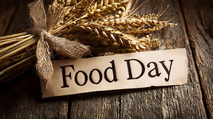 Naklejka premium Poster with shining wheat tied with ribbon under bold centered text 