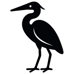 Obraz premium Silhouette of a heron: simplistic bird design in black and white