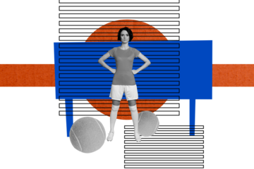 Composite trend artwork 3D sketch image photo collage of sport exercise training young lady sportswear stand net tennis ball sportswoman
