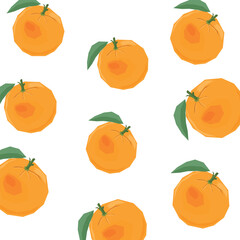 Vector illustration of oranges with leaves on a white background, ideal for fruit-themed designs and citrus-related projects