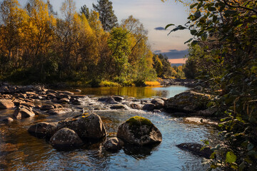 Fall at the river Inna, Norway