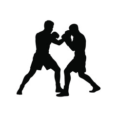 Silhouette of two boxers engaged in a fight