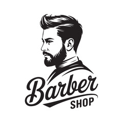 Classic barber shop logo featuring a bearded man