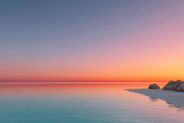 Serene Sunset Over Calm Ocean Water with Gentle Horizon Colors