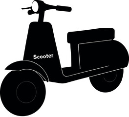 Retro vintage scooter vector illustration, a classic two-wheeled vehicle icon of transportation and design