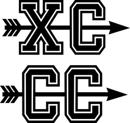 CC XC Cross Country. Vector logo illustration silhouette clipart. Digital Download. Track .Track and Field Sport