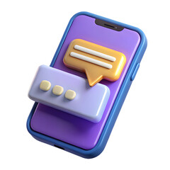 3d illustration of a smartphone with chat bubbles for messaging