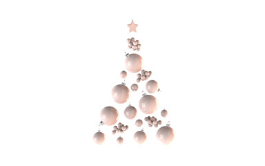 abstract christmastree concept made of glossy peach make-up color balls