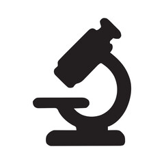 Black Silhouette of Compound Microscope Medical Research and Laboratory Icon Vector