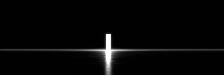 Vertical slit of light cutting through black wall, high contrast, minimalist composition, metaphorical access and control