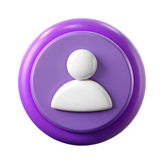 3d user profile icon with purple circle background