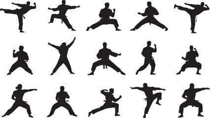 Karate kick silhouette vector on white background