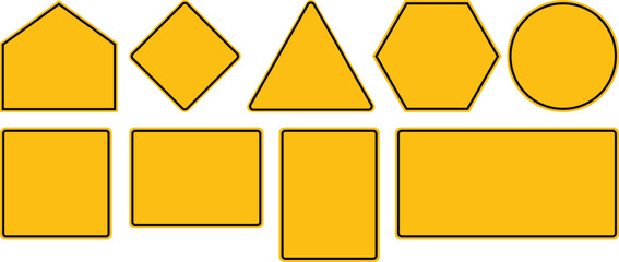 Realistic yellow road sign set vector