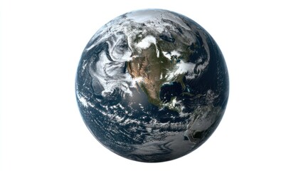 A high-resolution image of Earth, showcasing detailed cloud formations and variations in landmass colors.