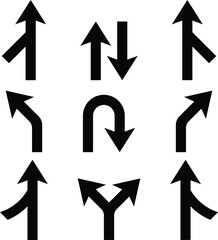 Directional road sign arrow set vector
