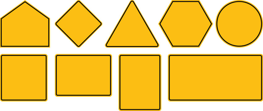 Realistic yellow road sign set vector