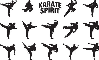 Karate kick silhouette vector on white background