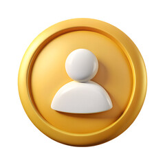 Golden coin with stylized human icon symbolizing user profile or account