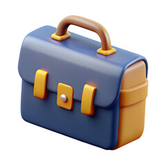 Stylized blue and yellow briefcase on a black background