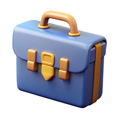 Blue cartoon briefcase with yellow accents on black background
